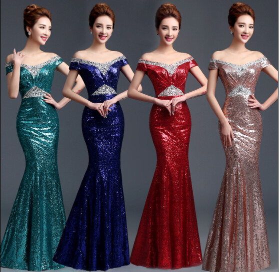 宴会晚礼服2019新款长款修身鱼尾亮片年会演出服主持服女士结婚裙|ruв категории Женская одежда, Cвадебные платья, платье/вечернее платье - от Buy2taobao.com для оказания профессиональной услуги покупки агента Taobao