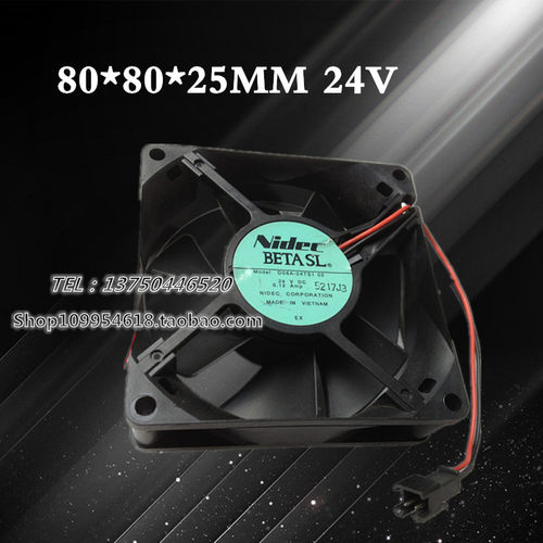 Nidec 8025 D08A-24TS1 02 24V 0.12A 2线 8CM 工控机变频器风扇