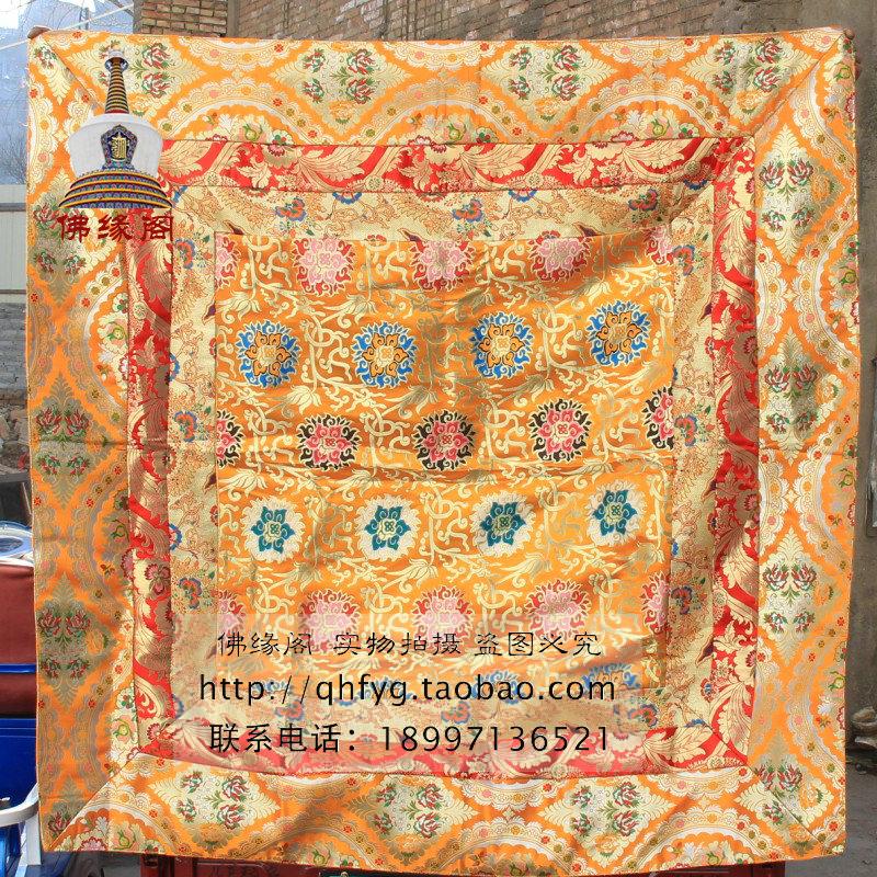 藏式风格 佛堂定做 精美法桌布 黄色 七彩莲花布料制作