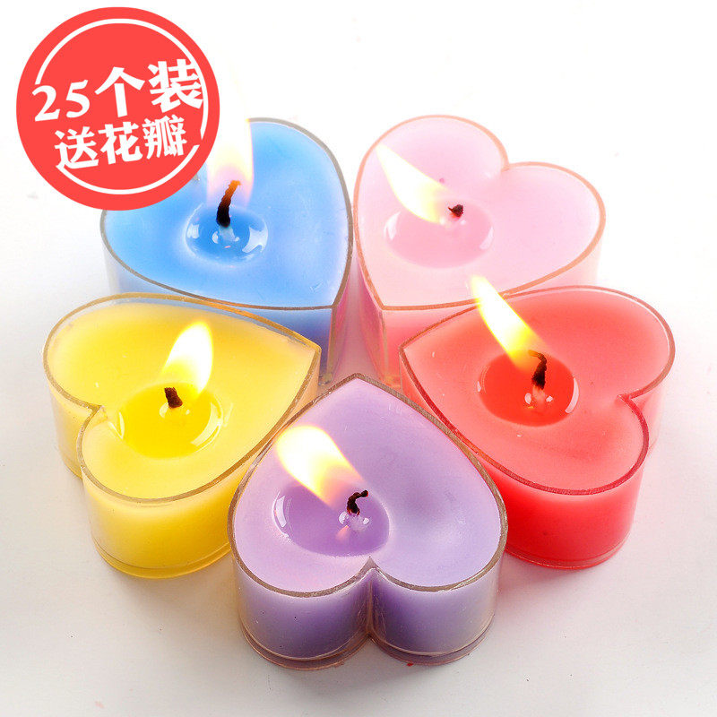 表白用的摆心形的蜡烛浪漫生日蜡烛抖音无烟表白小蜡烛送花瓣