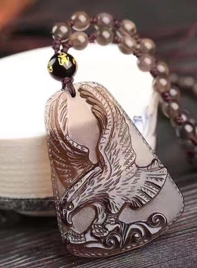 冰彩大鹏展翅黑曜石雄鹰男士吊坠