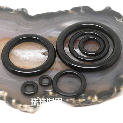 珠珠世界diy串珠配件散珠 巴西黑玛瑙甜甜圈圆环卡环 单粒价