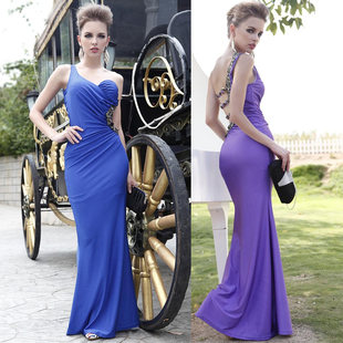 Sexy blue piano, evening dress, fitted long skirt