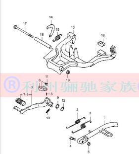 GW250摩托车侧支架制动踏板停车主支架弹簧挂钩减震脚架