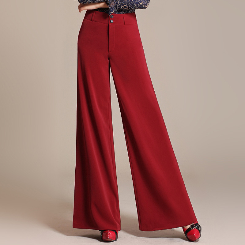 秋冬新款阔腿女拖地长裤高腰免烫垂感女士裤子中老年女裤跳舞裤