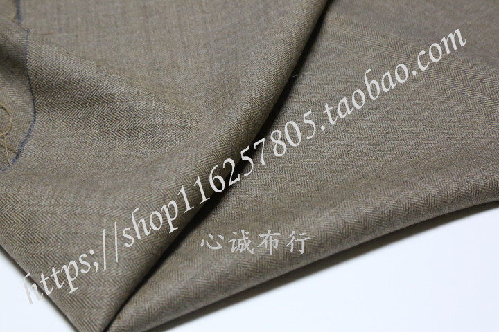 新品高端 弹力米其色小人字纹精纺毛料 春季西装套装商务装连衣裙