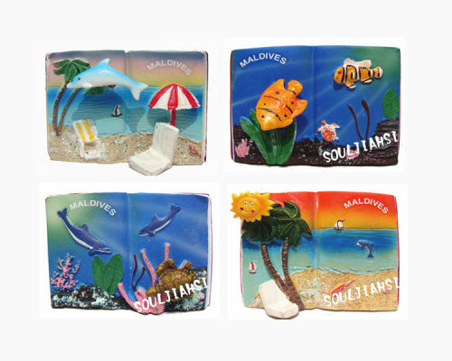 马尔代夫纪念品 创意礼品树脂书本冰箱贴留言贴原单海洋系列 4款