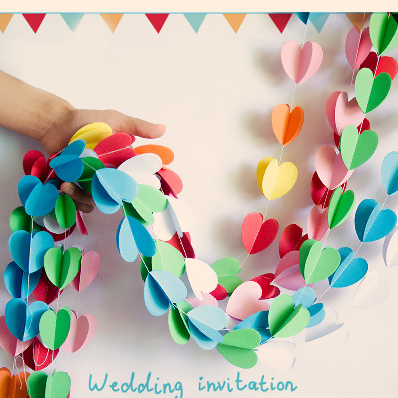 儿童生日派对装饰结婚拉条拉旗串旗纸拉花七夕浪漫背景甜品区纸艺