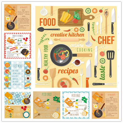 A2335矢量卡通扁平化食物菜单海报模板蔬菜水果摆盘 AI设计素材