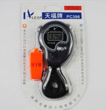 正品 天福秒表PC396单排2道记忆秒表双道 裁判教练用秒表带口哨