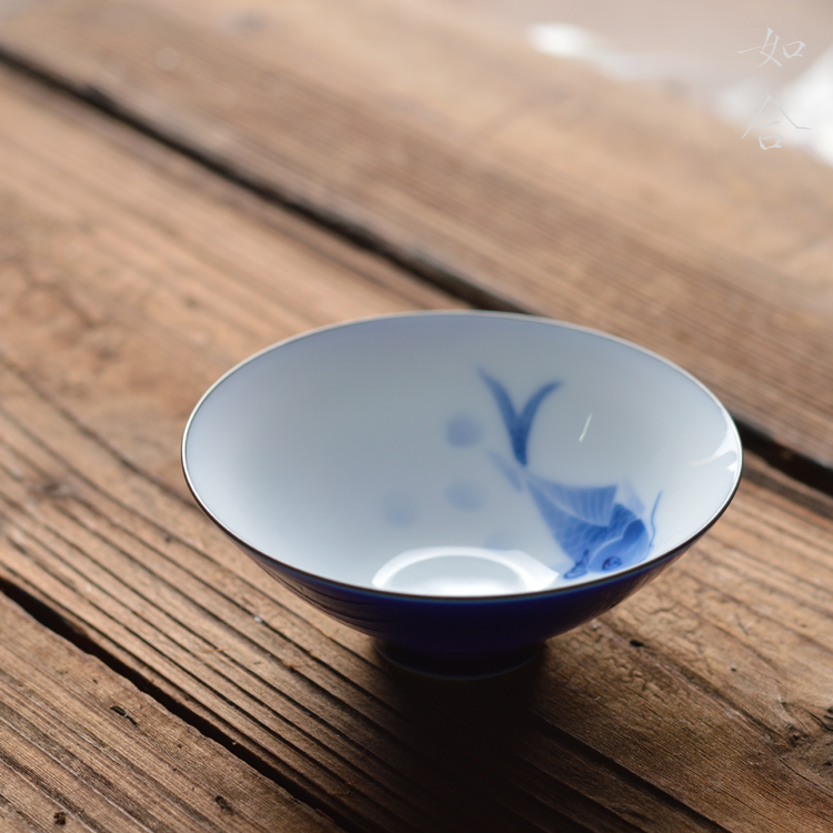 釉下彩陶瓷手绘斗笠杯主人杯