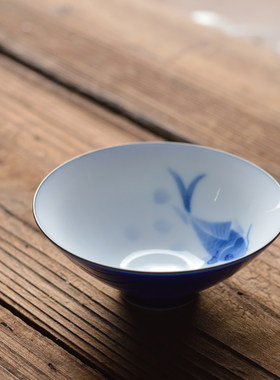 釉下彩陶瓷手绘斗笠杯主人杯
