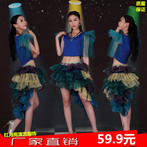 ds领舞演出服女歌手欧美酒吧舞蹈服装表演服dj现代燕尾蓬蓬裙882