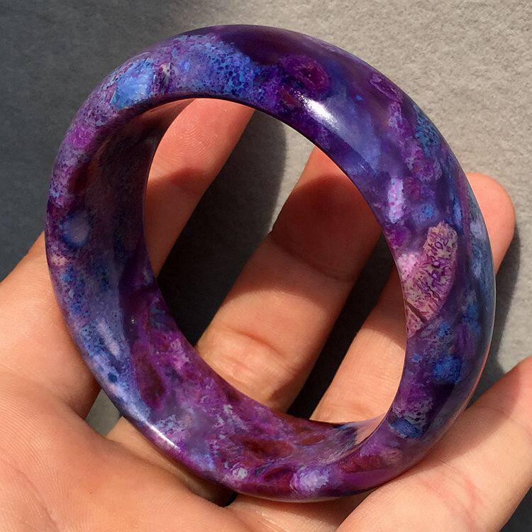 舒俱来手镯 皇家紫 冰种 纯天然 苏纪石樱花 舒俱来手镯 55mm
