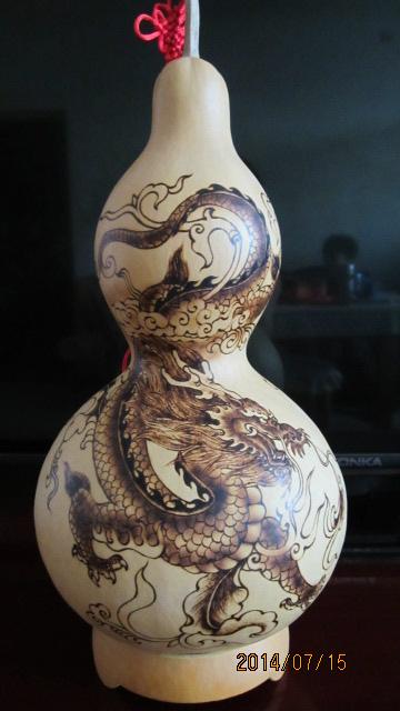 天然葫芦摆件非遗纯手工烙画龙图烫画真葫芦摆件家居装饰来图定制