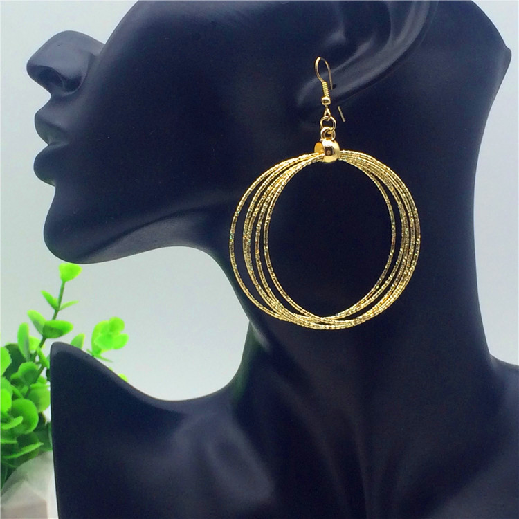 金色欧美大圆圈耳环日韩个性夸张复古圆环耳饰大圈圈耳环earrings