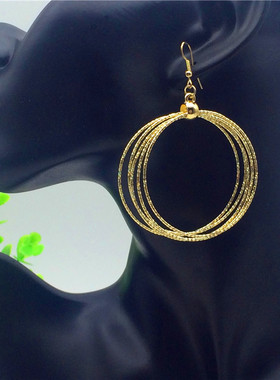 金色欧美大圆圈耳环日韩个性夸张复古圆环耳饰大圈圈耳环earrings