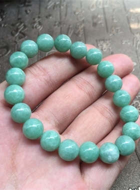 缅甸豆绿色玉石散珠手链