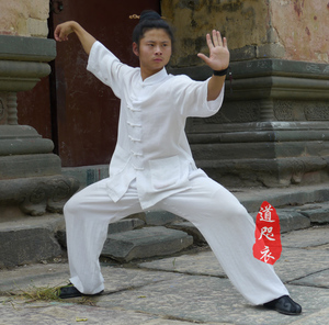 武当亚麻太极服夏季短袖练功服晨练服武术服表演服男女禅修居士服