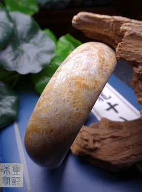 菊花石发晶加宽碧玺手镯