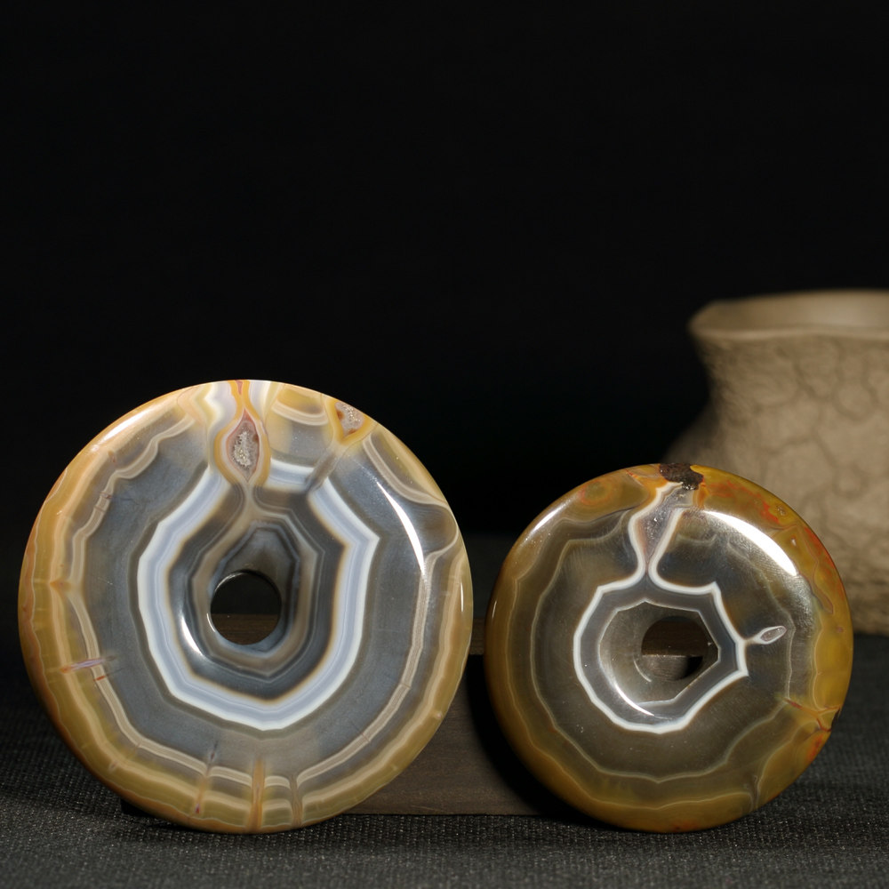 珏艺坊宣化战国红玛瑙精品同料成对平安扣 KD201