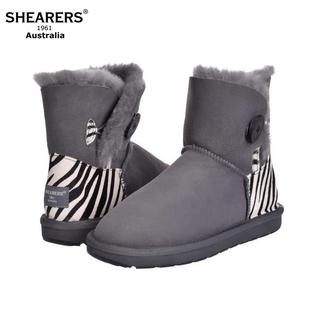 正品 代购 SHEARERS 1961澳洲雪地靴女一粒扣单扣短靴动物纹拼色