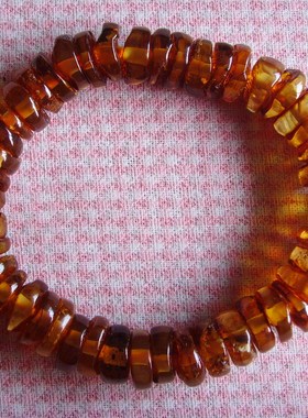 琥珀两边带皮金珀手串  兰蝴蝶坊