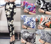 子 女裤 春秋彩色花朵条纹字母磨毛牛奶丝棉柔软修身 弹力外穿打底裤