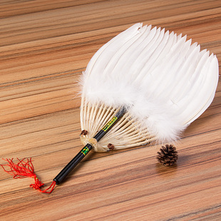 中国风手工普通鹅毛扇道具舞台非遗三河羽扇孔明扇传承人丁政权