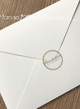 MarrySo马铃薯 烫金透明PVC背胶贴纸 结婚请帖商务邀请信封封口贴