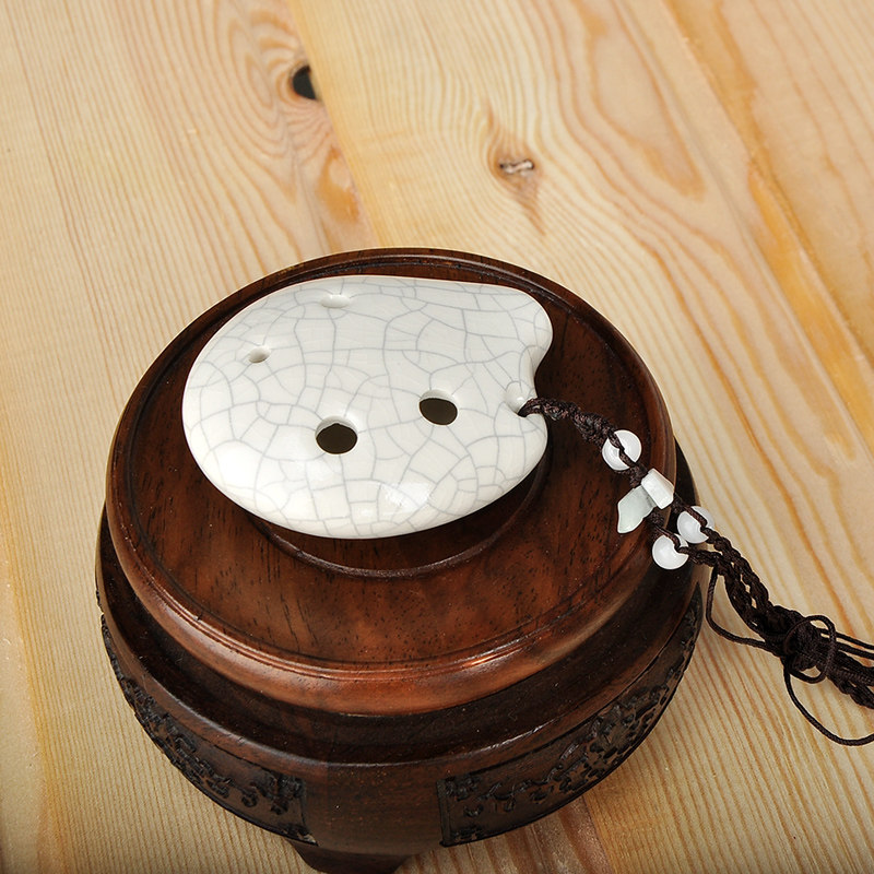 风雅 6孔sc弯弯型白裂 高音c调 小陶笛 精致佩戴陶瓷笛乐器