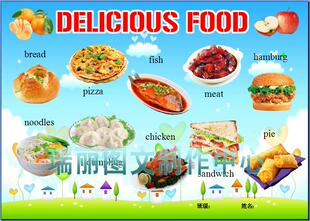 Delicious food美食英语彩色电子小报成品饮食手抄报板报模板453