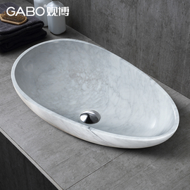 qc观博gabo大理石台上盆，白色椭圆艺术，盆洗脸面盆个性洗手盆10516