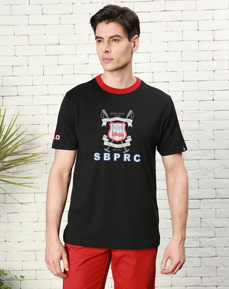 圣大保罗圆领短袖T恤品质男装简约休闲中年上衣棉制印花PS14KT327