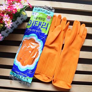 韩国进口高档黄金胶皮手套 长款橡胶手套 家务防水手套 厚实耐用