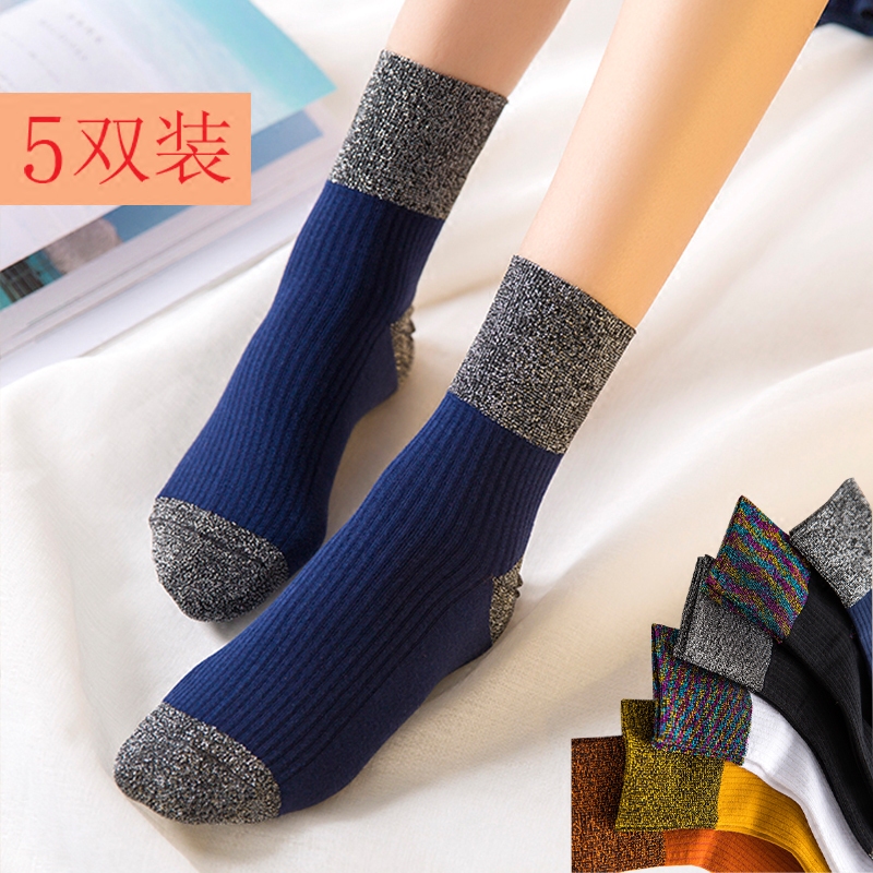 韩版百搭ins性感亮丝银葱中筒袜