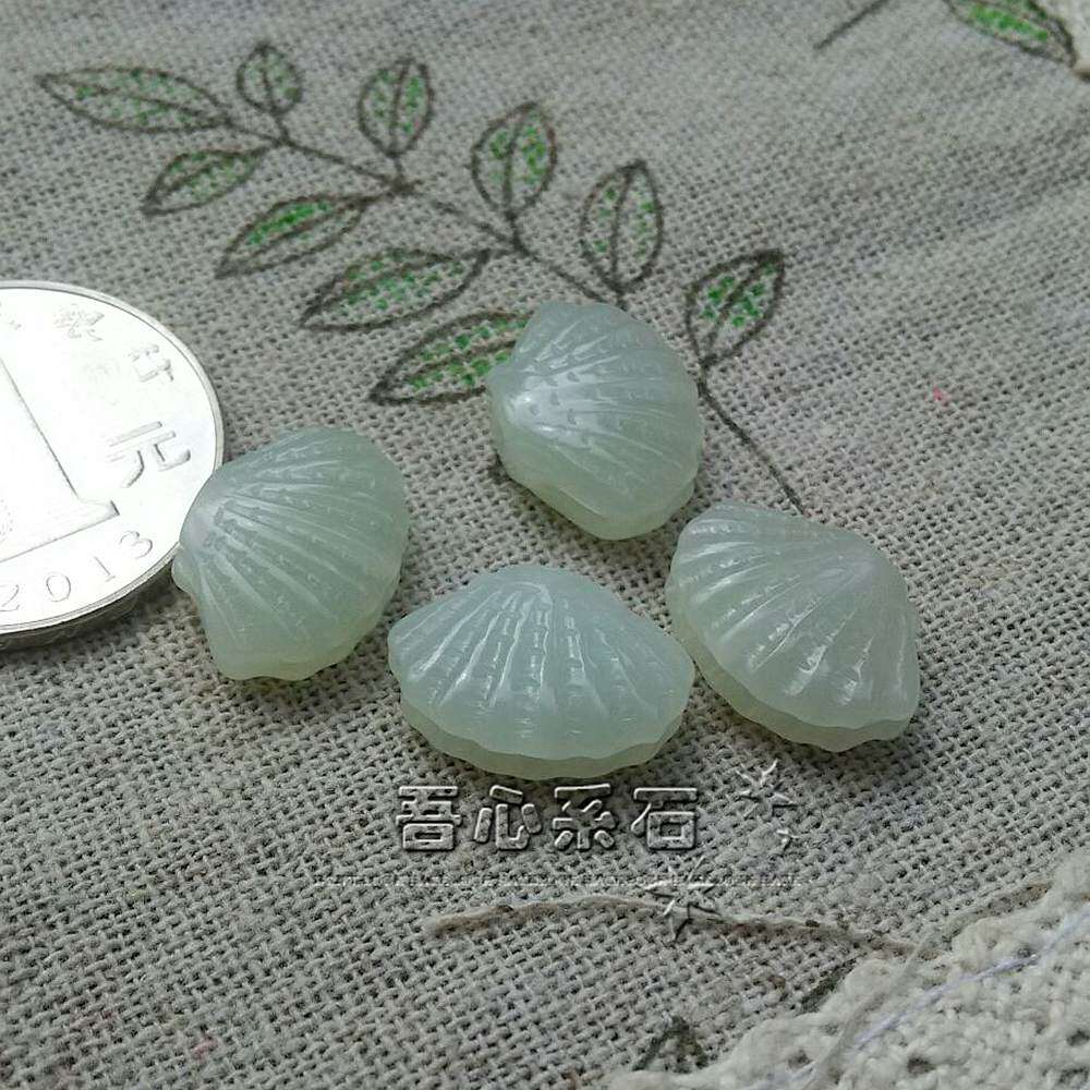【系石苑DIY散珠饰品配件天然新疆且末料山料和田玉贝壳背云坠子