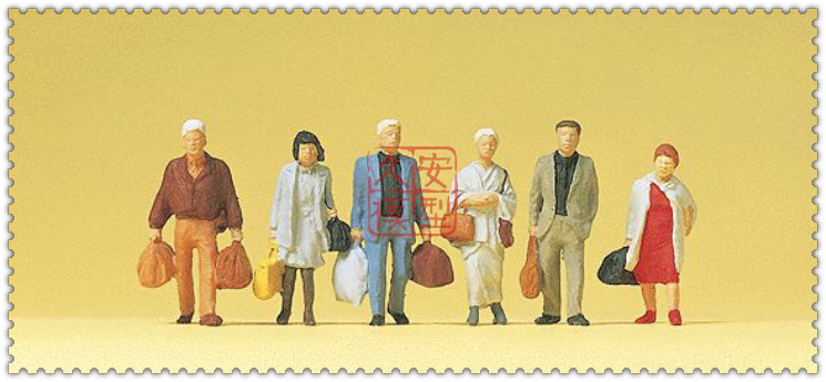 久安铁道 仿真人物 微缩小人 1:87 PREISER 14070 带包行走的旅客