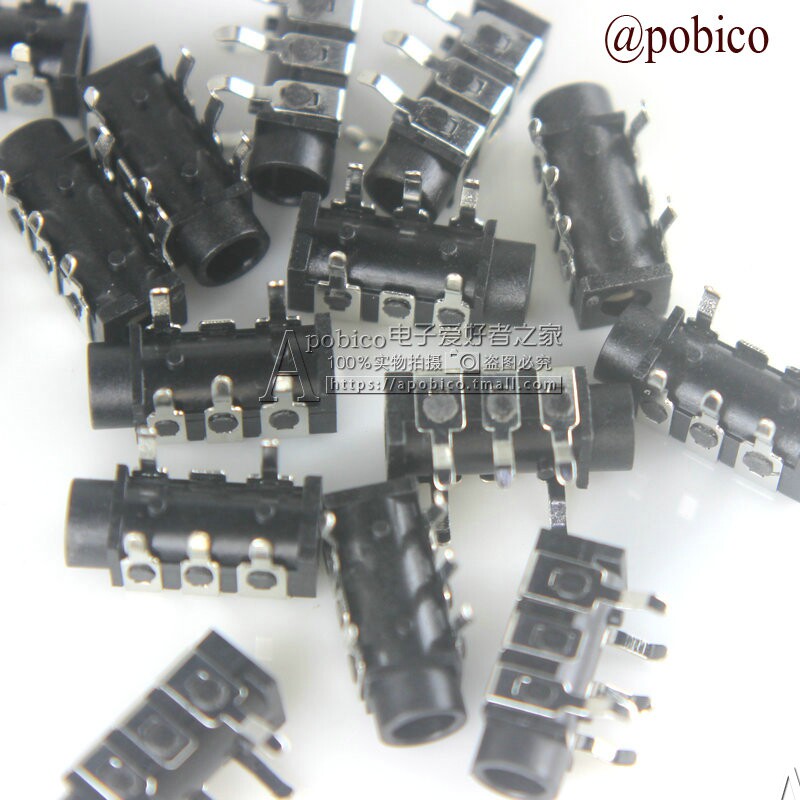 PJ313 耳机插座 3.5MM 音频插座 5P弯脚 耳机插座 5脚插板 10只