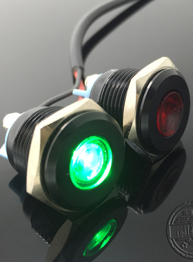 16MM黑色金属指示灯电源LED指示信号灯螺丝脚 防水6v12v24v220v