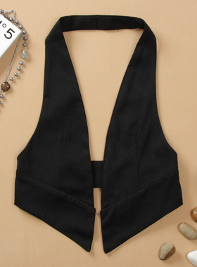 春秋马甲女装新款小背心百搭修身时尚西装黑色挂脖大码短款马甲欧