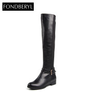 New leather rivet Fondberyl/feibolier 2015 winter low stretch boots shoes FB54111939
