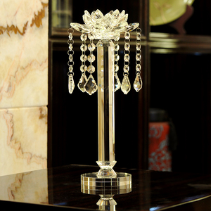 欧式水晶玻璃莲花蜡烛台烛光晚餐婚庆婚礼烛台道具餐桌烛台摆件