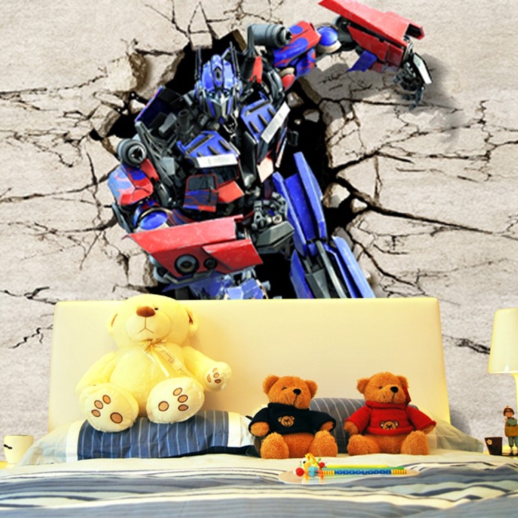 高清变形金刚墙纸卧室卡通动漫墙画床头加厚无纺布壁画背景墙壁纸