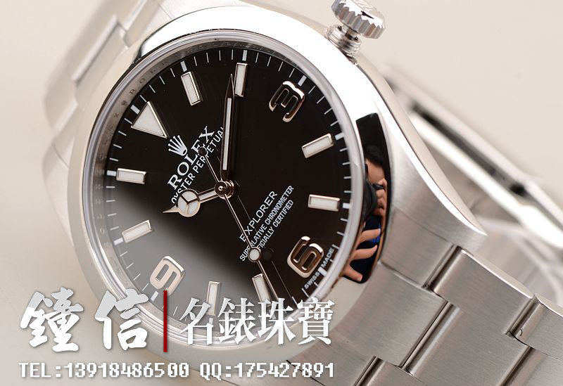 已售出【97新】劳力士新款探险家黑盘自动机械大三针钢带男表214270