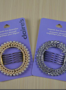 MB2claires 磁铁发髻装饰盘丸子盘发装饰珍珠水钻圆型插梳