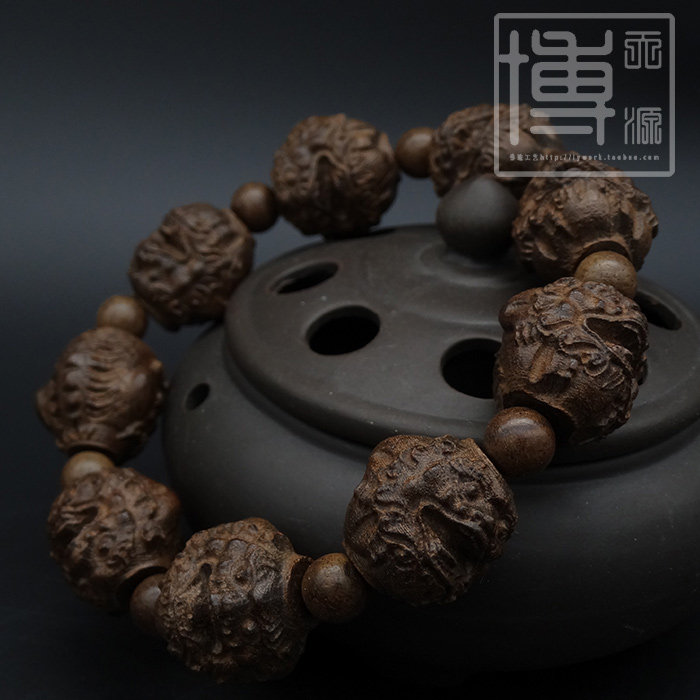手珠沉香皮黑黑檀木貔貅佛珠手串 串珠护身饰品手链108颗档位珠