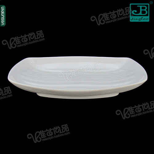 密胺长方形塑料白色汤盘