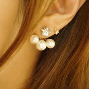Email Korea fashion exquisite new rear-mounted faux Pearl Stud Earrings Korea cute ear jewelry ladies accessories