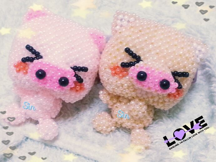 手工串珠进口米珠大头动物材料包超大头情侣猪中文表格教程